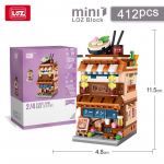 LOZ Mini gatvės vaizdo serija Japonijos matcha parduotuvė Ramen valgykla Kimono parduotuvė Statybos namo modelis Vaikų konstravimo kaladėlės žaislai