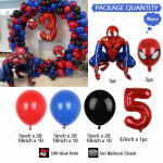 96 vnt. Vaikų gimtadienio raudonos mėlynos balionų girliandos arkos rinkinys vakarėlio dekoracijoms 1-9 metų amžiaus Žmogus-voras 3D Marvel folijos balionai oro balionai As Photo