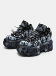 Retro Sunkiojo Metalo Platformos Vyri&scaron;ki ir Moteri&scaron;ki Grafiti Punk Muffin Juodi Kniedės Mažą Auk&scaron;tį Didinančios Tėčio Batai 44 gray
