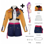 KPop Rumi Cosplay Kostiumas perukas moterims mergaitėms Helovinas karnavalas komiksų-kon vakarėlis vaidmenų žaidimas apranga Kids 140 mėlyna