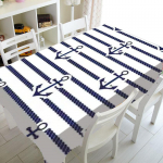 Mėlynos ir baltos juostelės Prabangi virtuvės vestuvių dekoracija Kavos staliuko staltiesė Vandeniui atspari staltiesė Nappe De Table 140-180cm