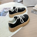 Pavasariniai nauji storapadžiai keksų batai Moteri&scaron;ka korėjieti&scaron;ka apvalia galvutė Visi&scaron;kai atitinkanti kvietinių ausų balti batai Studentų &scaron;audymo gatvėje tendencija 40 juoda