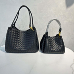 Odinė para&scaron;iuto pirkinių krep&scaron;io rankinė moteri&scaron;ka pintas rankinis peties crossbody daržovių krep&scaron;ys didelis kelioninis mados trendas 21cm juoda