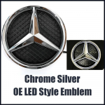 Skirta Mercedes Benz A klasės W176 2016-2018 A180 A200 A250 Sidabrinė ir Juoda 3D efekto stiliaus priekinės grotelės Žvaigždės emblema Logotipo ženklelis