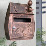 Sunkus geležinis užrakinamas saugus pa&scaron;to dėžutė pa&scaron;tui pa&scaron;to dėžutė sieninė retro metalinė pa&scaron;to dėžutė sodo ornamentas bronza
