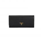 Prada Saffiano odos atverčiamas piniginė Ilga PU piniginė Unisex Poros stilius Juoda juoda