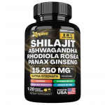 ShilaStrength 8 viename papildas, &Scaron;ilajitas ir A&scaron;vaganda, Rodiola ir Žen&scaron;enis, 15 250 mg, Papildoma jėga, 120 kapsulių 120 Capsules