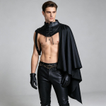 Helovino goti&scaron;kas vyri&scaron;kas kostiumas mirties ne&scaron;ėjas vampyras vieno peties apsiaustas įvairių stilių scenos kostiumas 2XL black