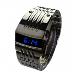 Band Men Blue Display Plieninis mados skaitmeninis platus rankinis laikrodis juoda