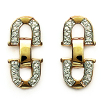 Les Tr&eacute;sors De Lily [D6826] - Boucles Plaqu&eacute; Or 'Lucky' blanc dor&eacute; - 8x18 mm