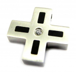 Les Tr&eacute;sors De Lily [E4245] - Pendentif Homme 'Croix' Blanc Noir balta