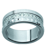 Bague acier 'D&eacute;esse' Blanc  argent&eacute; - 8 mm