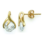 Les Tr&eacute;sors De Lily [L1183] - Boucles Plaqu&eacute; Or 'Linda' blanc dor&eacute; - 12x7 mm