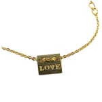 7bis [Q6058] - Bracelet artisanal 'Love' dor&eacute; - 10x8 mm auksas