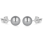 Les Tr&eacute;sors De Lily [Q7029] - Boucles argent 'Perla' gris (rhodi&eacute;) - 6 mm