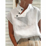 &bdquo;Celmia&ldquo; moteri&scaron;kos vasarinės palaidinės, 2023 m. madingos medvilninės lininės blusos, lengvi balti mar&scaron;kiniai, laisvalaikio pra&scaron;matni tunika S balta