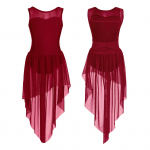 Vaikų, mergaičių, lyri&scaron;kų &scaron;iuolaikinių &scaron;okių apranga be rankovių su tiuline sandūre, atvira nugara, triko suknelė su auk&scaron;tu apatiniu apvadu 10-12 Years