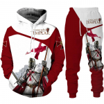 Retro Knight Templar Armor 3D spausdinti vyri&scaron;ki gobtuvai / kelnės / kostiumas Harajuku Jesus God Tracksuit sportinė apranga, kietas 2 dalių drabužių rinkinys L