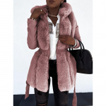 CHEST Young Fashion Universalus įžymybės lapės kailinis Eleganti&scaron;kas moteri&scaron;kas rudens žiemos striukė Moteri&scaron;kas paltas Prabangus vakarėlis Street Band paltas M rožinė