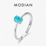 MODIAN 925 sterlingų sidabro madingi ovalūs pir&scaron;tų žiedai moterims Eleganti&scaron;ki turmalino sužadėtuvių papuo&scaron;alai 5 sidabras