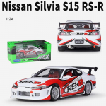 1/24 mastelio Welly Nissan Silvia(S15) RS-R lydinio automobilio modelis lietiniai metaliniai žaisliniai transporto priemonės automobilio modelis auk&scaron;tos simuliacijos kolekcija vaikų dovanos 1/24-18.6x7.4x5.3cm raudona/balta