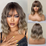 ALAN EATON Ilgi garbanoti banguoti platininiai blondiniai sintetiniai plaukų perukai su kirpčiukais BOB moterims Darty Wigs Daily Cosplay perukai Kar&scaron;čiui atsparūs pluo&scaron;to perukai