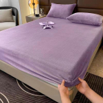 2024 m. mink&scaron;tas &scaron;iltas pliu&scaron;inis paklodė, elastingas čiužinio užvalkalas Pūkuotas koralų vilnos patalynė žiemai porai prabangi dvigulė lova Bed sheet (150x200x25cm) levandų violetinė spalva