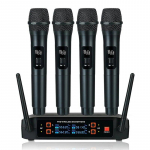 Belaidis mikrofonas rankinis 4 kanalų dažnio VHF fiksuotas dinaminis mikrofonas, skirtas karaoke vestuvių vakarėliui, grupės pasirodymui bažnyčioje C Style-EU Plug