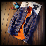 Rudeniniai žieminiai vilnos mar&scaron;kiniai vyrams Aksominiai languoti mar&scaron;kiniai Vyri&scaron;ki drabužiai Kasdieniai flaneliniai Slim Fit grynos medvilnės mar&scaron;kiniai Vyri&scaron;ki 5XL dydis L