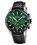 Festina Timeless Chronograph Odinis Dirželis Žalias Ciferblatas Kvarcinis F20561-5 100M Vyri&scaron;kas Laikrodis žalia