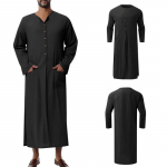 Vyri&scaron;ka islamo Ramadan Jubba Kaftan Dishddash Arab Robe Thobe mar&scaron;kinėlių suknelė Tunika 5XL juoda