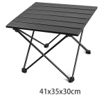 WTEMPO Lauko kelionių stovyklavimo ne&scaron;iojamas sulankstomas stalas juodas aliuminio lydinio kempingas kepsninės stalas mažas laikinas kioskas 41*35*30cm juoda