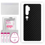 apgo Protective Skin Sticker for the back compatible with Xiaomi Mi Note 10, Wrap Film, Foil, Vinyl - Pattern Carbon Black