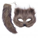 2vnt./rinkinys Lapės kaukės uodegos rinkinys mergaičių pūkuotas kaukės ilgos lapės uodegos rinkinys Dirbtinio kailio Halloween Cat Tail Cosplay lapės vilko uodegos rinkinys pilka