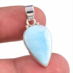 Naturalus Republic Larimar Brangakmenis 925 Praba Sidabrinis Pakabukas 1.25'' V7Y29