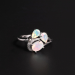 Spalio mėnesio gimimo akmuo Paslaptingas gražus natūralus įvairių spalvų opalinis žiedas S925 sidabro eleganti&scaron;ka i&scaron;skirtinė dovana moterims ir merginoms US RING SIZE:7# balta