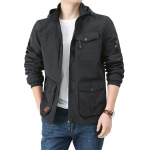 Striukė Vyri&scaron;ka, laisvi didelio dydžio, kelių ki&scaron;enių striukė, gali nuimti gobtuvą XXXL juoda