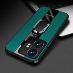 Skirtas Realme GT 6T Neo 6 SE dėklui Magnetinio žiedinio stovo laikiklio galinis dangtelis skirtas OPPO Realme GT Neo6 5G prabangus odinis silikoninis smūgiams atsparus buferis Realme GT 6T žalia