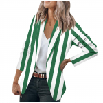 Moteri&scaron;ka striukė ilgomis rankovėmis megztinis su apykakle, juostele su vienu mygtuku verslui ir laisvalaikiui L žalia