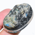 Natural Labradorite Gemstone Handmade 925 Sterling Silver Ring Size 8 g0m87