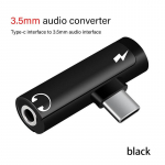 2 viename garso adapteris, skirtas nuo C tipo iki 3,5 mm lizdo Jsaux Aux USB C ausinių lizdo garso laidas, skirtas Xiaomi Mi iPad, skirtas ios iki 3,5 mm jungties garso skirstytuvui For TYPE-C juoda