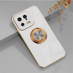 Automobilio magnetinės adsorbcijos 6D padengtas TPU dėklas su žiedu, skirtas &bdquo;Xiaomi 14T 14 13 13T 13x 12T 12 12S 12X Pro Lite&ldquo; galinio stovo buferio apvalkalo dangtelio &bdquo;Potector&ldquo; For Xiaomi 12/12x/12s balta