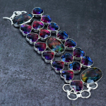 Natūralus amonitas, turmalino brangakmenis 925 prabos sidabrinė apyrankė 7-8 B2R41