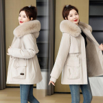 VEZFAA Moteri&scaron;ki madingi kasdieniai rudens žiemos vienos spalvos ra&scaron;tuoti ilgomis rankovėmis &scaron;varkai ir paltai pūkiniai paltai XXXL balta