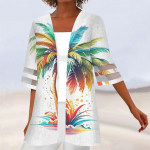 Laisvi laisvalaikio moteri&scaron;ki nėriniuoti mar&scaron;kinėliai su ketvirčio rankovėmis M rožinė