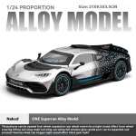 Nauja 1:24 Mercedes-Benz AMG ONE Super Racing lydinio liejimo automobilio modelio garsas ir &scaron;viesa, kolekcionuojami hobiai suaugusiems gimtadienio dovanos berniukui madingi žaislų papuo&scaron;alai sidabras