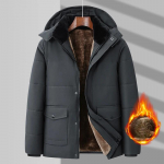 Žieminis vyri&scaron;kas parkas vilnonis medvilninis storas &scaron;iltas striukė su gobtuvu pūkuota apykakle, vandeniui atspari vėjo striukė, pamink&scaron;tinta plius dydis 8xl XXL pilka