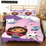 Gabbys D-Dollhouse patalynės komplektas antklodės užvalkalas antklodė lova vienvietis dvivietis pilnas karalienės jaunimo berniukas mergaitė berniukams dovana karali&scaron;ko dydžio patalynės komplektas 140x200cm 3pcs