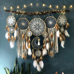 5 didelių sapnų gaudyklių komplektas miegamajam, suaugusiųjų boho stiliaus sapnų gaudyklės, sienų dekoras, pakabinamas ornamentas paauglių bendrabučio kambario dekorui, festivalio dovana kava