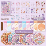 Animaciniai 3D lipdukai Scenos rinkinys 10 viename Miniatiūrinė scena Albumo rinkinys Studentas violetinė